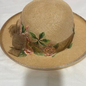 Chic Floral Tan Hat